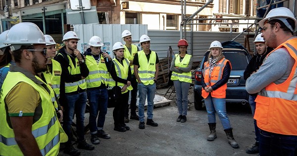 Visite de chantier de l'Hôtel des Vosges avec les étudiants de l'INSA